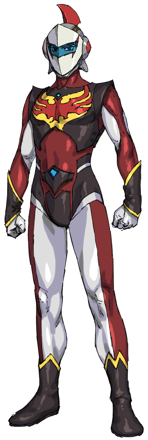 1boy bodysuit clenched_hands duke_fleed helmet highres looking_ahead munya_(otikamohe) pilot_suit redesign skin_tight solo standing ufo_robo_grendizer visor white_background