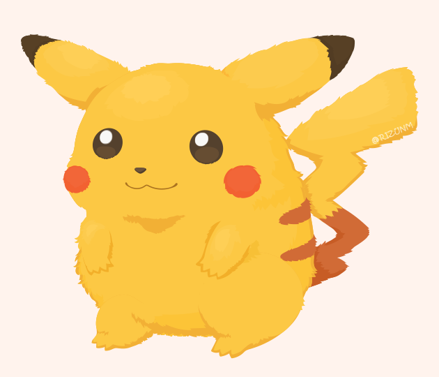 :3 closed_mouth commentary_request full_body gen_1_pokemon hairy_pikachu looking_to_the_side no_humans pikachu pokemon pokemon_(creature) rizu_(rizunm) simple_background solo standing twitter_username white_background