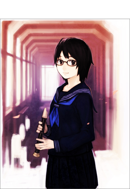 black_hair glasses instrument instruments recorder school_uniform shiobara_shinichi shiohara_shin'ichi shiohara_shinichi