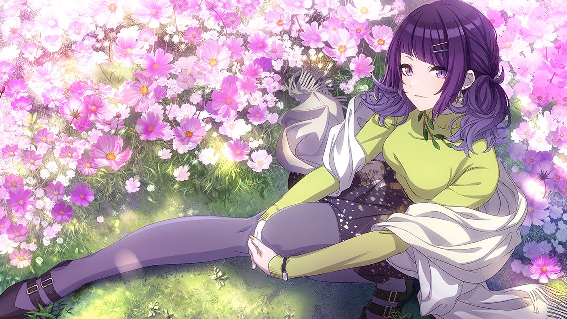 dress idolmaster idolmaster_shiny_colors long_hair purple_hair smile tanaka_mamimi twintails violet_eyes