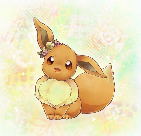 brown_eyes brown_fur commentary_request eevee full_body gen_1_pokemon head_tilt lowres m-mi no_humans open_mouth paws pokemon pokemon_(creature) smile solo tongue