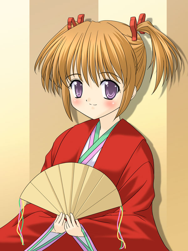 folding_fan hinako hinako_(sister_princess) japanese_clothes kimono masakichi_(crossroad) sister_princess twintails