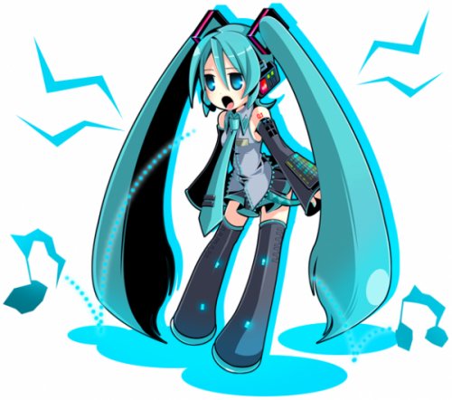 blue_eyes blue_hair hatsune_miku long_hair necktie notes thigh-highs twintails vocaloid