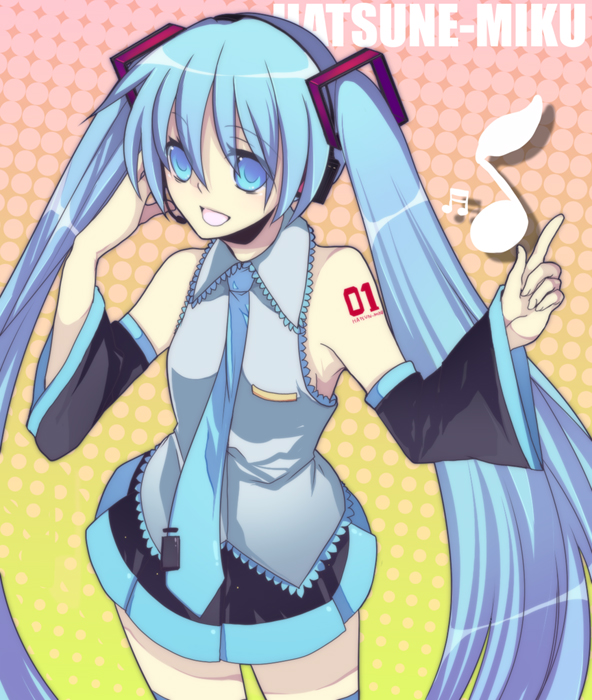 blue_hair harano hatsune_miku necktie skirt thighhighs twintails vocaloid