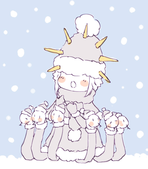 1boy :o blush_stickers chibi covered_eyes dark_souls dark_sun_gwyndolin hat senkuro snake snow solo souls_(from_software) sun_(symbol) winter winter_clothes