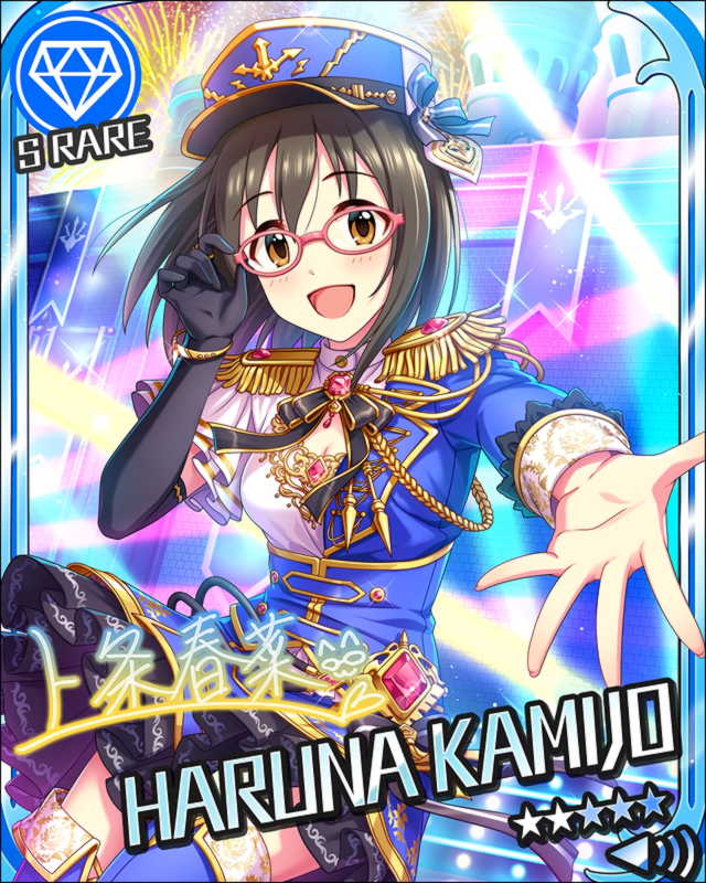 black_eyes black_hair blush character_name dress idolmaster idolmaster_cinderella_girls kamijou_haruna short_hair smile stars