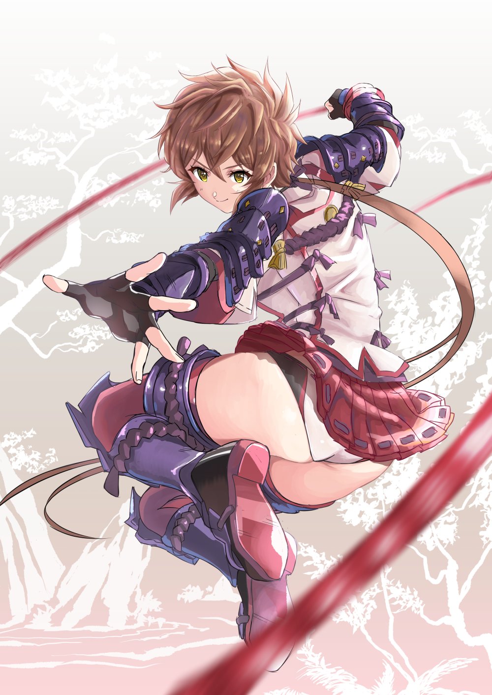 1girl brown_hair highres lora_(xenoblade) panties pantyshot shoulder_pads solo thigh-highs thighs underwear xenoblade_chronicles_(series) xenoblade_chronicles_2 xenoblade_chronicles_2:_torna_-_the_golden_country yellow_eyes yuuuun0218