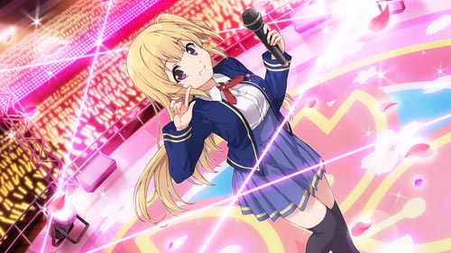 22/7 blonde_hair blush fujima_sakura jacket long_hair smile violet_eyes