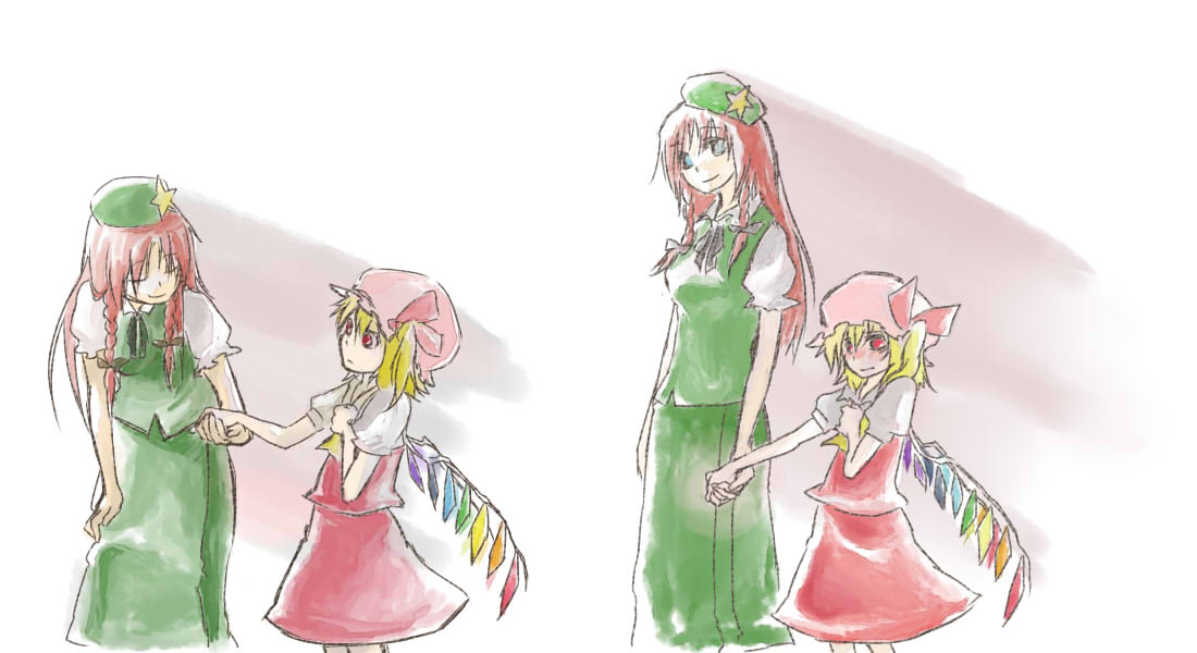 age_difference flandre_scarlet hong_meiling loli multiple_girls satou touhou