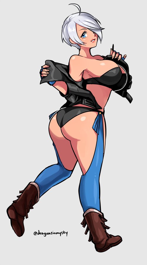 angel_(kof) ass boots breasts cowboy_boots e_breasts full_body gloves hair solo the_king_of_fighters white_hair