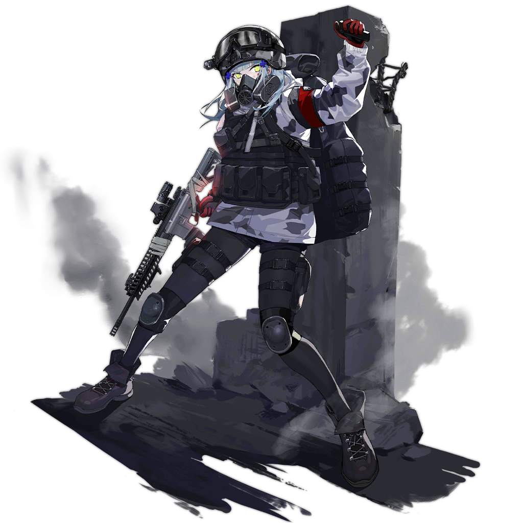 1girl alternate_costume arm_up armband assault_rifle backpack bad_link bag boots crossover damaged english_text gas_mask girls_frontline gloves goggles goggles_on_headwear green_eyes gun h&amp;k_hk416 helmet hk416_(girls_frontline) holding holding_gun holding_weapon knee_pads last_man_battalion military military_uniform official_art p416 pantyhose red_gloves rifle rogue_division_agent scope shorts tom_clancy's_the_division transparent_background uniform watch watch weapon winter_uniform