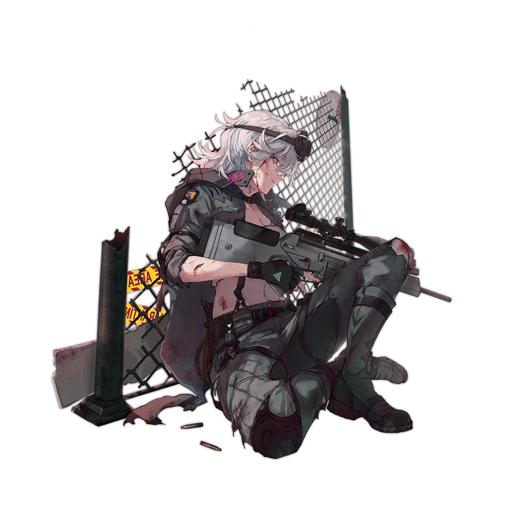 1girl artist_request assault_rifle black_gloves blood blood_on_face boots breasts camouflage camouflage_jacket camouflage_pants choker commentary commentary_request damaged eyebrows_visible_through_hair eyewear_on_head fingerless_gloves girls_frontline gloves gun hair_between_eyes holding holding_weapon jacket looking_at_viewer medium_hair official_art pants rifle shuzi silver_hair sitting_on_floor sl8_(girls_frontline) solo transparent_background violet_eyes weapon