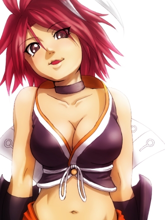 .hack//g.u. alkaid bad_id belly_button breasts cleavage lowres midriff navel red_hair redhead yowkow yuriasu