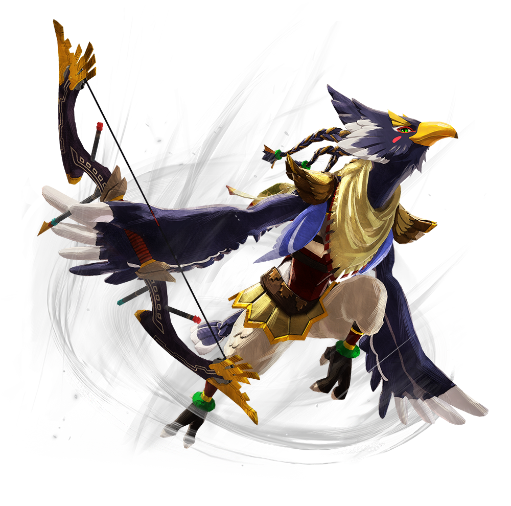 1boy armor arrow_(projectile) artist_request bandana beak bird_boy bird_tail blush_stickers bow_(weapon) braid claws closed_mouth flying full_body furry green_eyes hair_ornament holding holding_bow_(weapon) holding_weapon hyrule_warriors:_age_of_calamity leg_up looking_at_viewer male_focus official_art revali rito shoulder_armor solo tail the_legend_of_zelda the_legend_of_zelda:_breath_of_the_wild transparent_background weapon wind wings