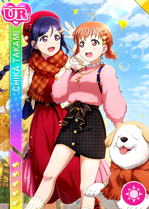 autumn blush character_name love_live!_school_idol_festival love_live!_sunshine!! matsuura_kanan orange_hair red_eyes short_hair smile takami_chika yukata