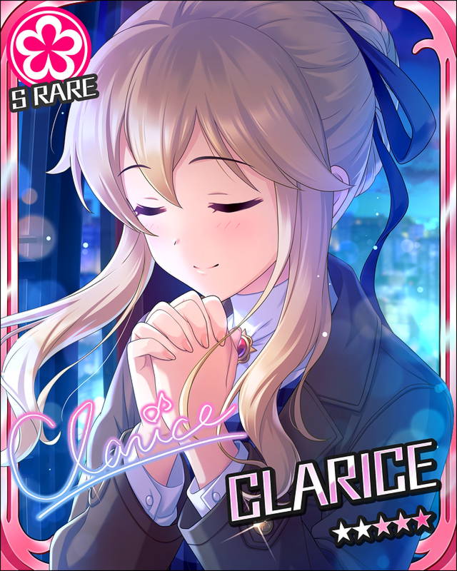 blonde_hair blush character_name clarice_(idolmaster) closed_eyes idolmaster idolmaster_side-m jacket long_hair stars