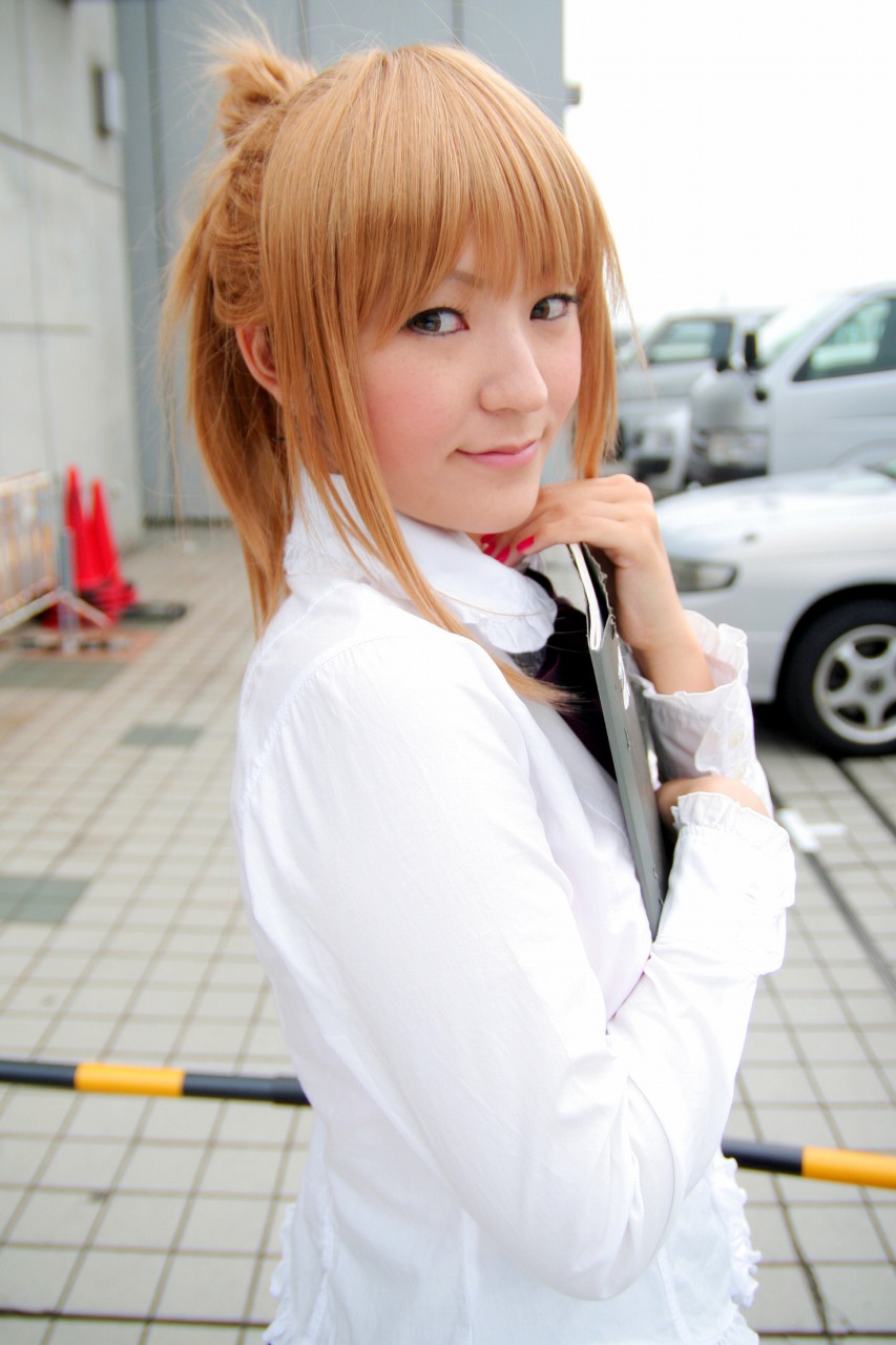 asakura_yuko blonde_hair clipboard cosplay labcoat photo tagme_character tagme_series