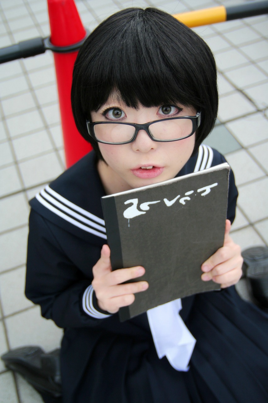 amane_misa cosplay death_note glasses mitsu_iro photo sailor_uniform school_uniform