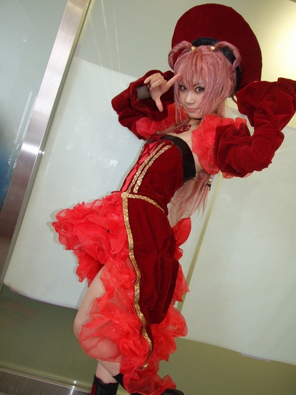 another_blood boots braids cosplay demonbane gown izaki_nokoru photo pink_hair ruffles