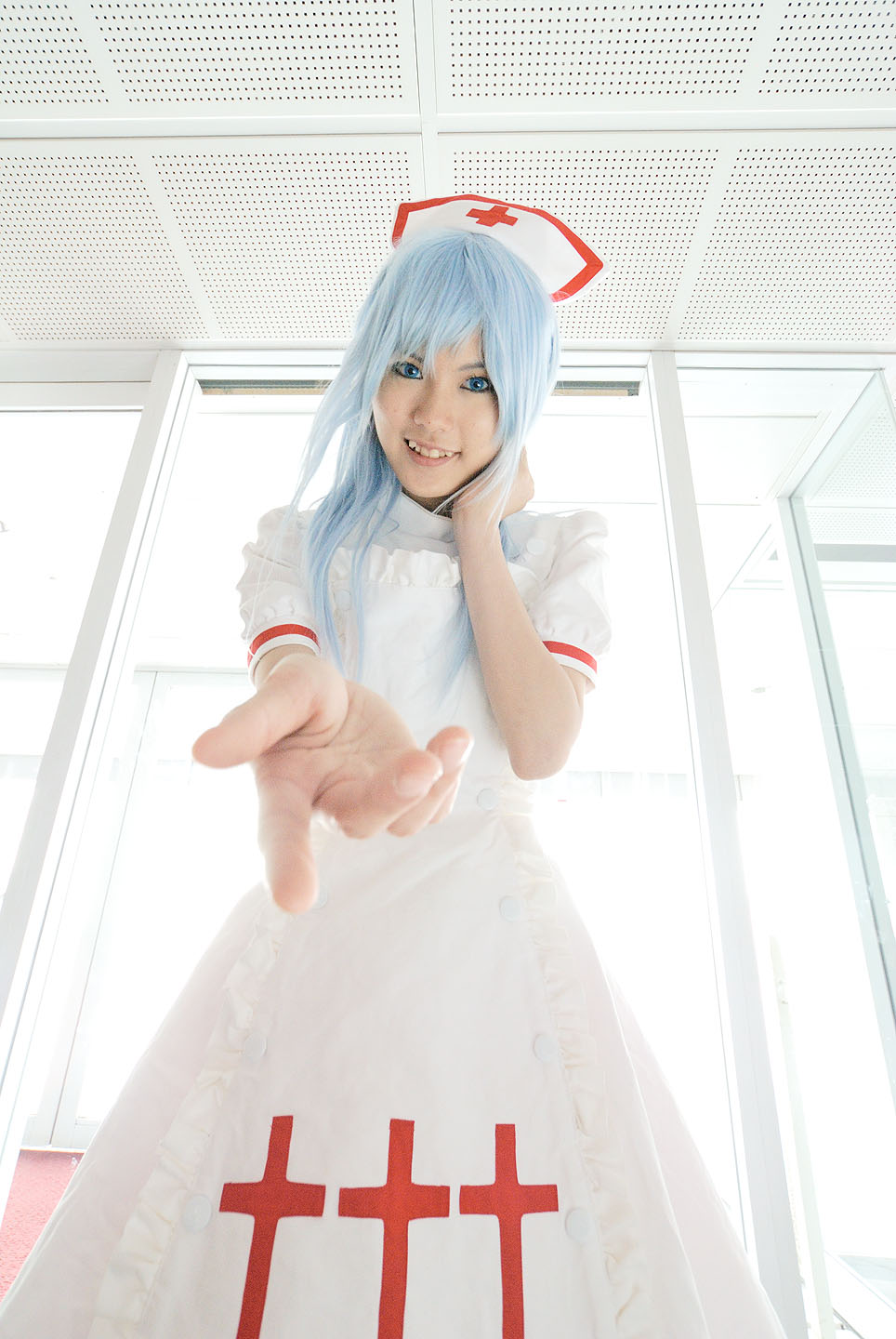 blue_hair cosplay kouno_tooru kouzuki_suzuka nurse nurse_uniform photo princess_princess