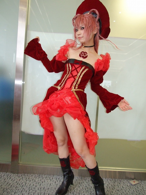 another_blood boots braids cosplay demonbane gown izaki_nokoru photo pink_hair ruffles