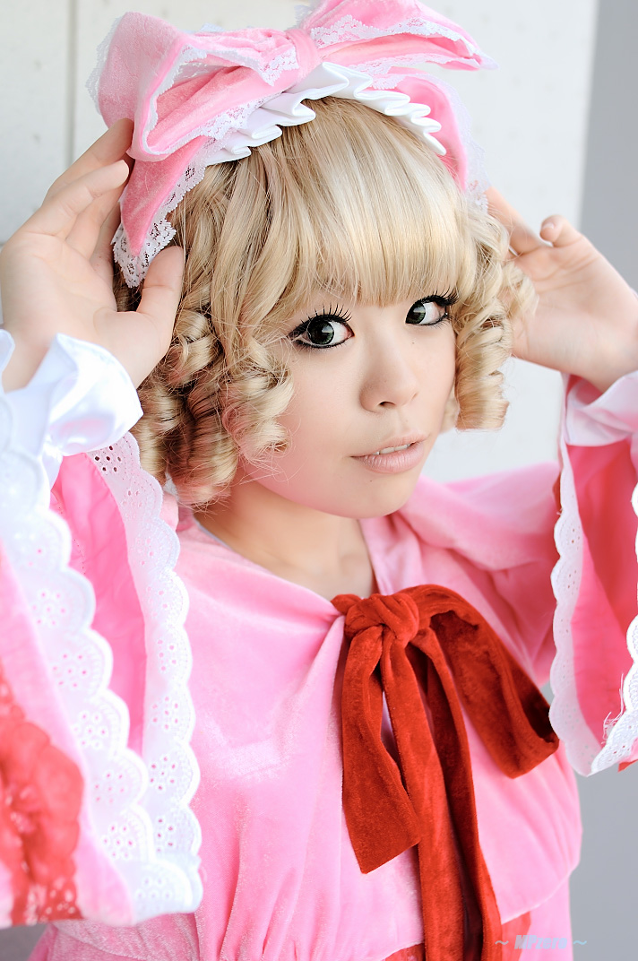 babydoll blonde_hair bloomers cosplay hair_bow hina_ichigo katakura_rin photo ribbons rozen_maiden