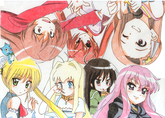 6+girls aisaka_taiga colored_pencil_(medium) dragon_crisis! fairy_tail graphite_(medium) happy_(fairy_tail) hayate_no_gotoku! hidan_no_aria idolmaster jinjin-roririn kanzaki_h_aria kugimiya_rie louise_francoise_le_blanc_de_la_valliere minase_iori multiple_girls rose_(dragon_crisis!) sanzen'in_nagi seiyuu_connection shakugan_no_shana shana toradora! traditional_media zero_no_tsukaima