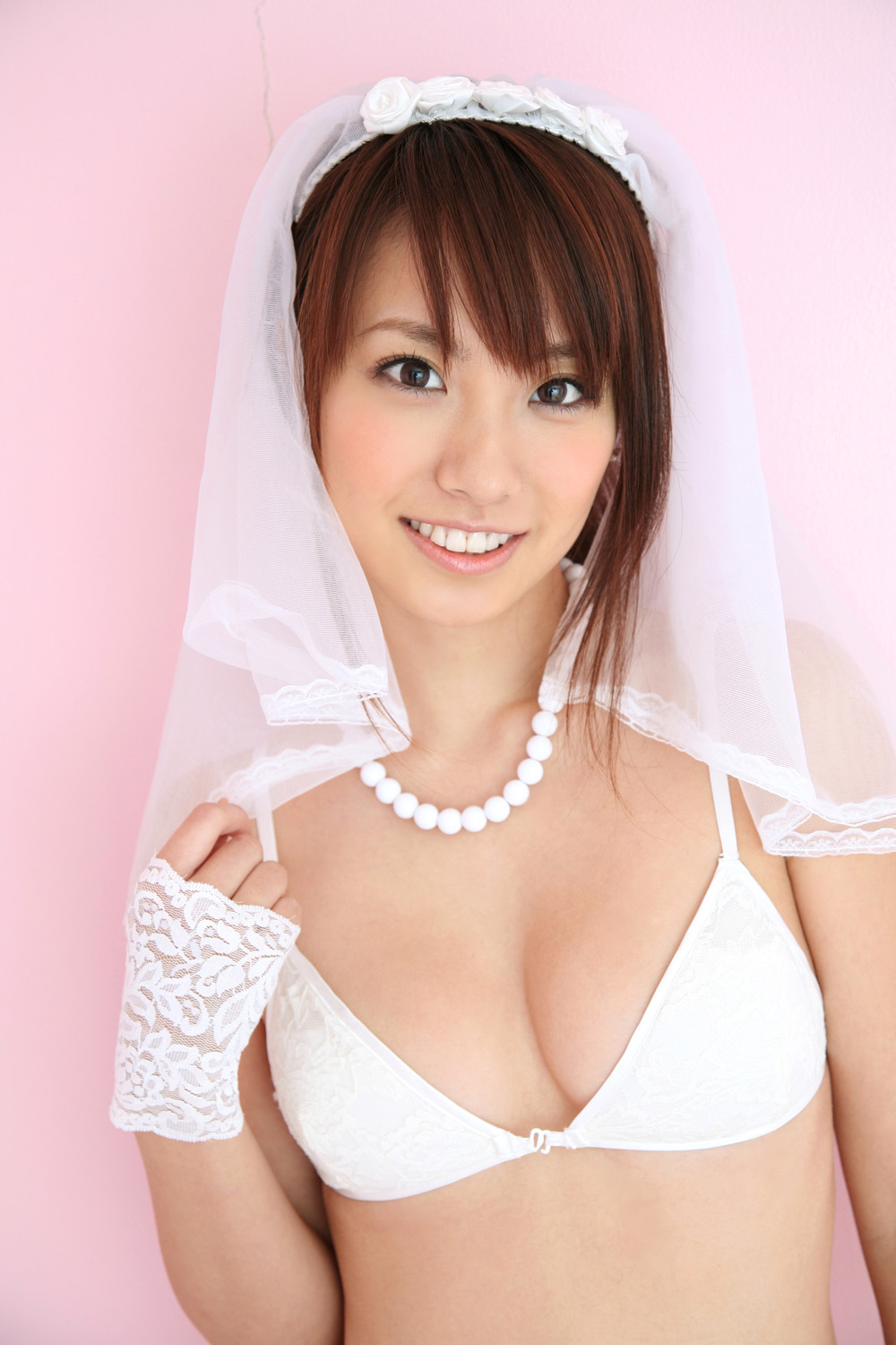 bra lace_gloves pearl_necklace wedding_veil yamamoto_azusa