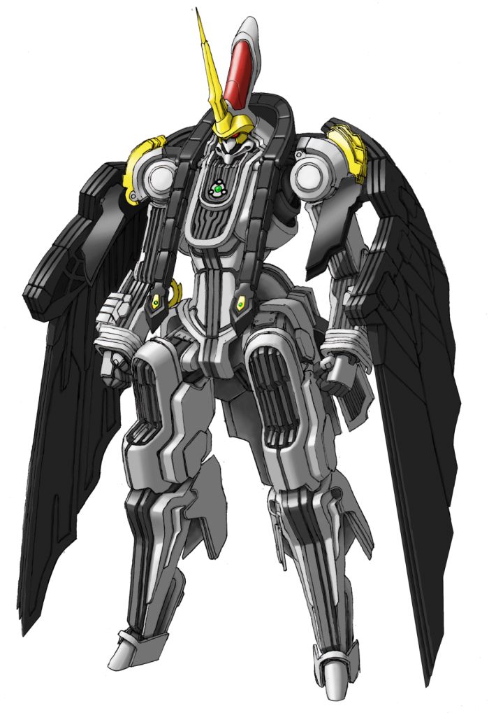 0-sum clenched_hands fantasy horns looking_ahead mecha no_humans red_eyes single_horn solo standing super_robot_wars super_robot_wars_x white_background xelguard