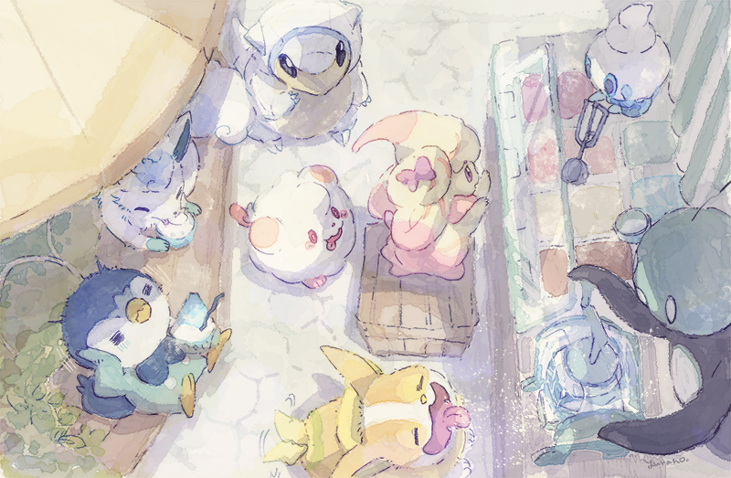 0_0 alcremie alcremie_(ribbon_sweet) alcremie_(ruby_swirl) alolan_form alolan_sandshrew alolan_vulpix artist_name bench bird black_eyes blue_eyes blue_sclera blush blush_stickers bow bowl box brain_freeze bush claws closed_eyes closed_mouth colored_sclera commentary_request day dog eiscue eiscue_(noice) eye_contact floating food from_above from_side full_body gen_4_pokemon gen_5_pokemon gen_6_pokemon gen_7_pokemon gen_8_pokemon glass hand_on_own_face hand_up happy holding ice_cream ice_cream_scoop ice_shaver leaning_back licking looking_at_another looking_down looking_up motion_lines no_humans open_mouth outdoors penguin pink_bow pink_eyes piplup pokemon pokemon_(creature) red_sclera shaved_ice signature sitting smile spoon standing swirlix tail tail_wagging tongue tongue_out trembling umbrella vanillite wavy_mouth white_eyes yamper yurano_(upao)