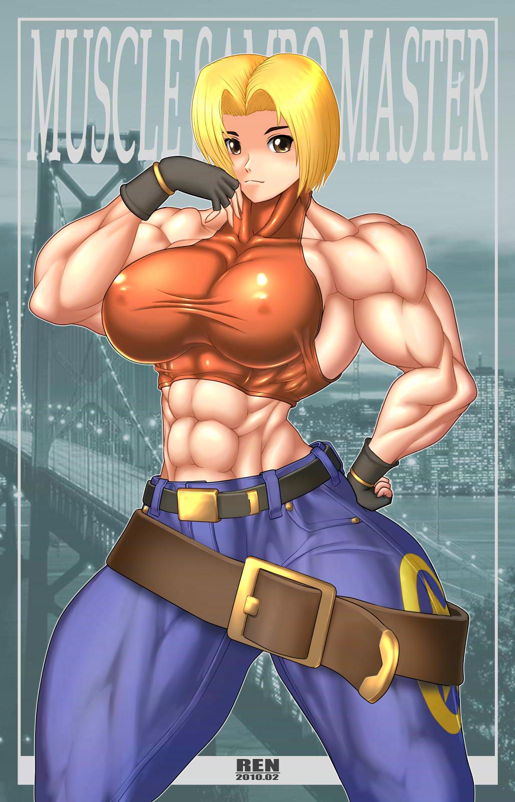 1girl abs blue_mary muscular_female ren_(tainca2000) the_king_of_fighters