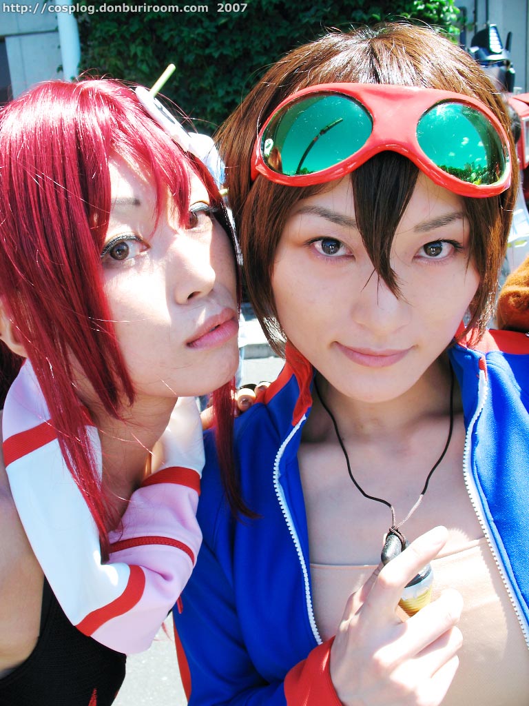 bikini_top cosplay goggles photo redhead sena_(model) simon sora_(model) tengen_toppa_gurren_lagann yoko_ritona