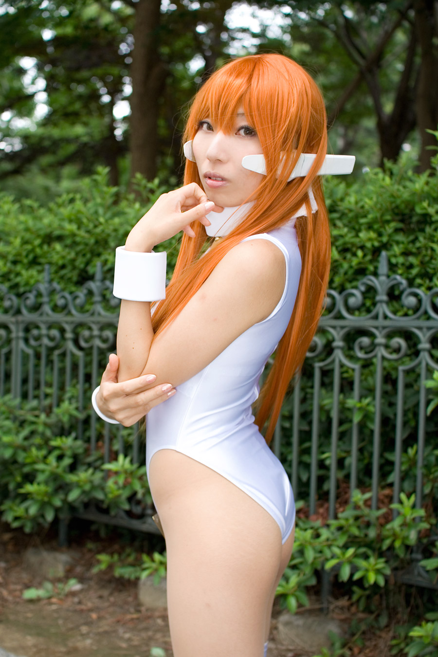 bodysuit cosplay hisame_chirumi lycra orange_hair photo serio spandex to_heart