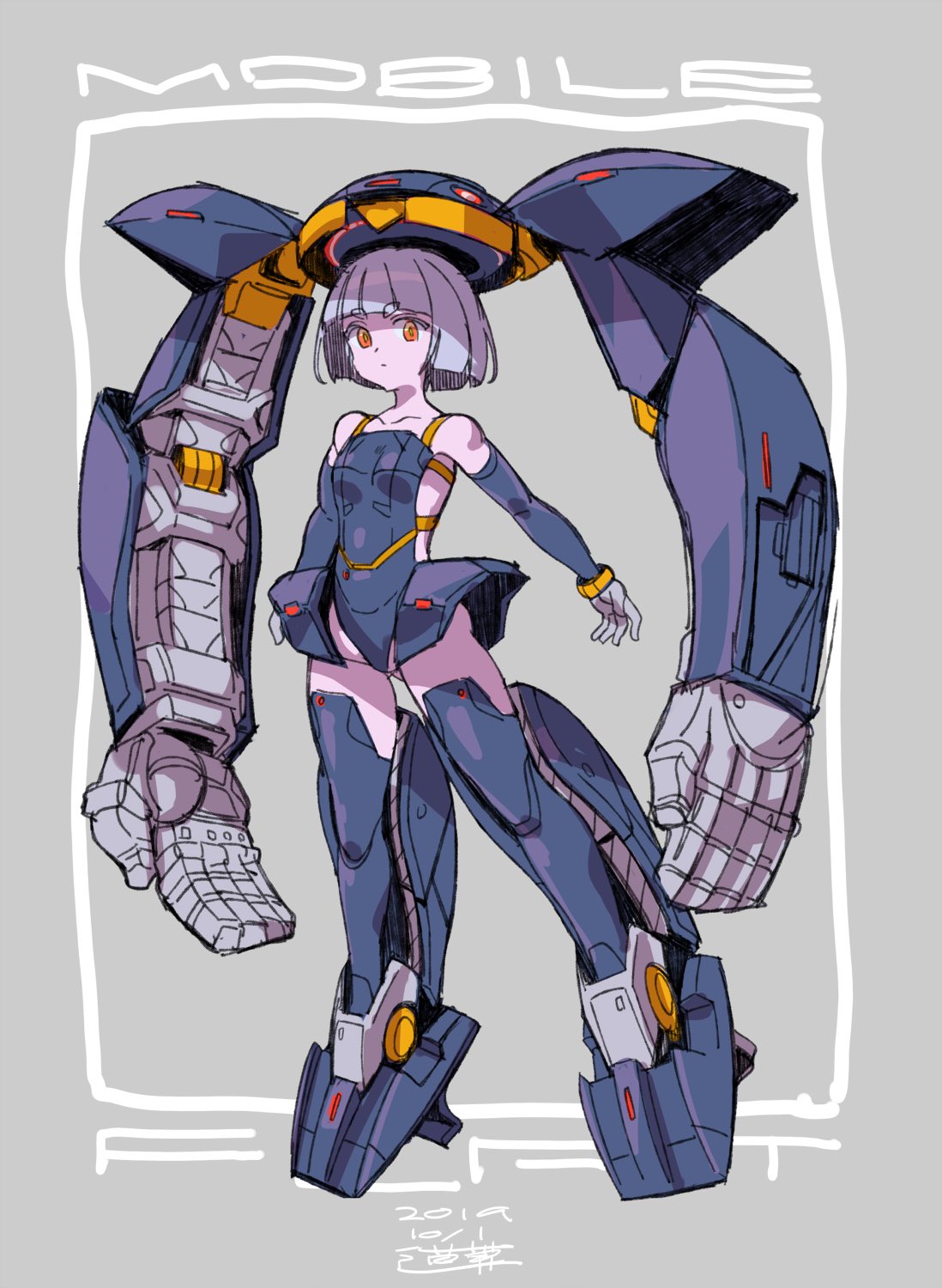 1girl bangs blunt_bangs blunt_ends boots breasts dated elbow_gloves eyebrows_visible_through_hair flat_(mobile_suit) floating gloves grey_gloves grey_hair gundam highres leotard mecha_musume michi_kuso open_hands personification red_eyes short_hair small_breasts thigh-highs thigh_boots turn_a_gundam v-shaped_eyebrows