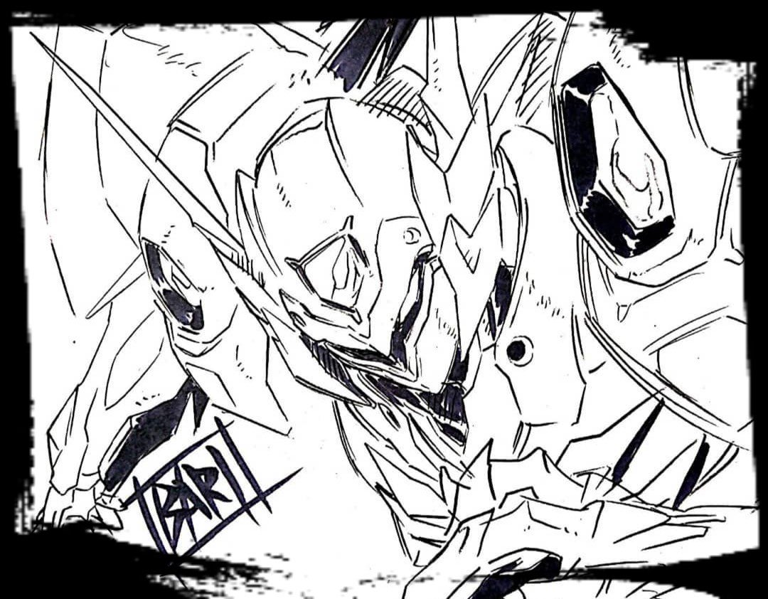 1boy d-boy helmet looking_at_viewer monochrome oobari_masami power_armor power_suit science_fiction signature simple_background sketch solo tekkaman_blade traditional_media white_background