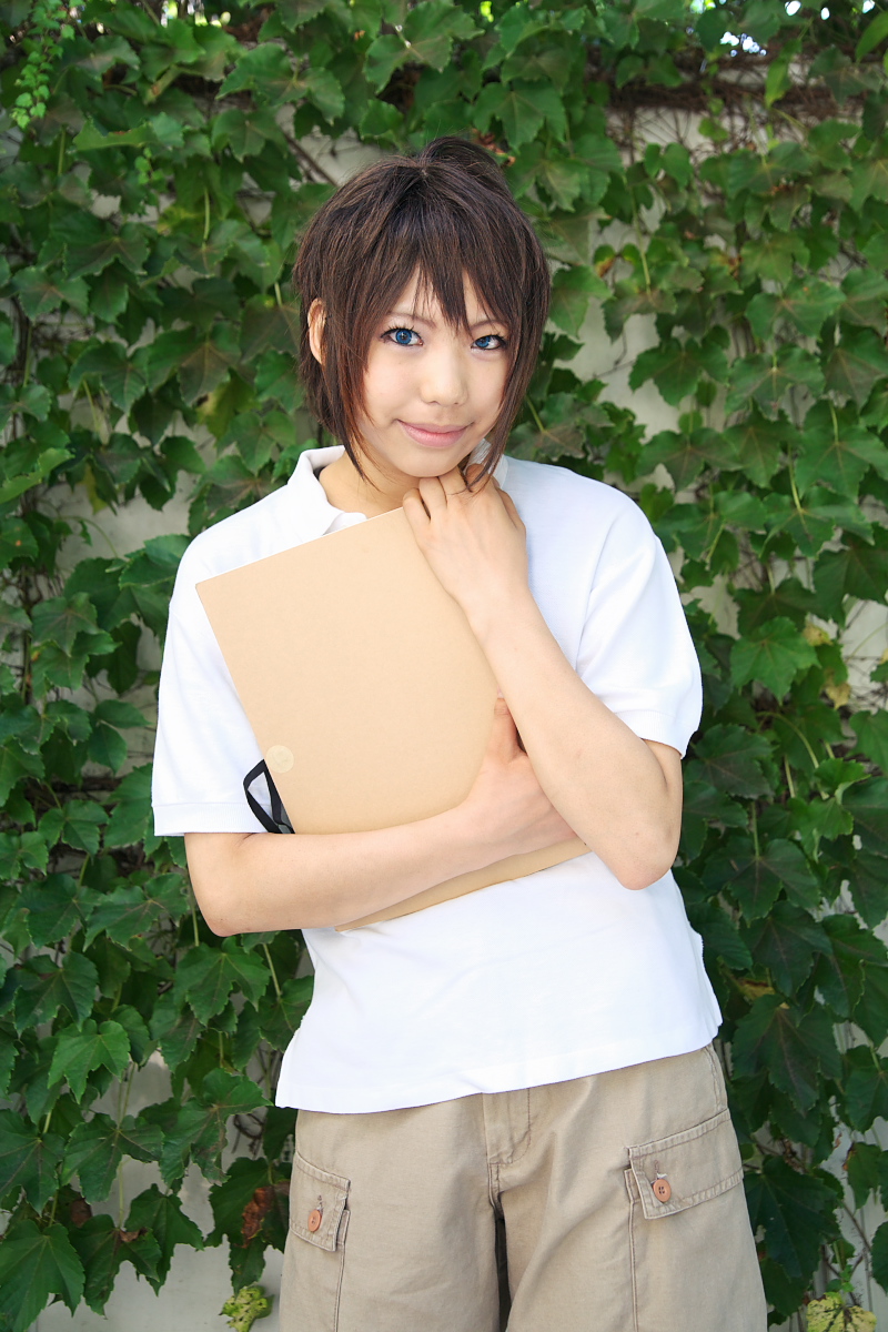 cosplay mai_hime orange_hair photo shorts sketchbook tagme_model tokiha_takumi t-shirt