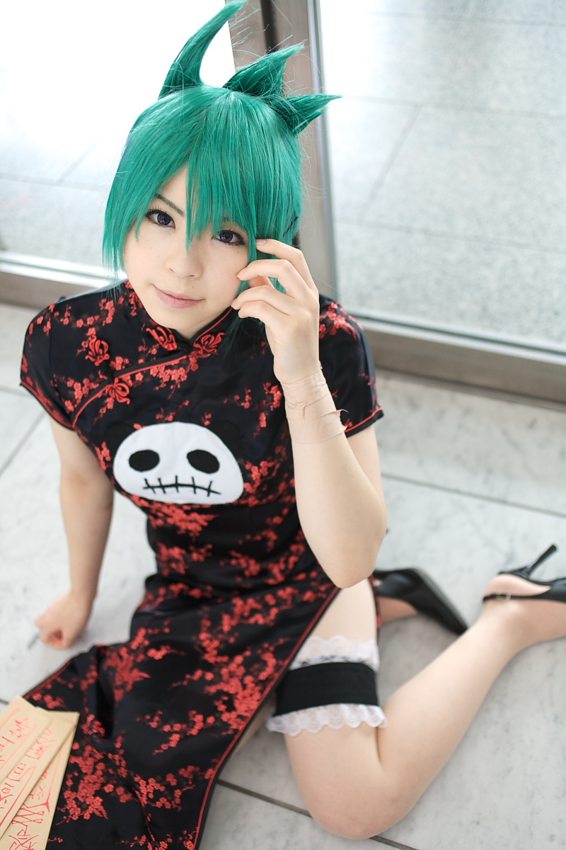 chinadress cosplay garters green_hair katou_mari photo qipao shaman_king tao_jun