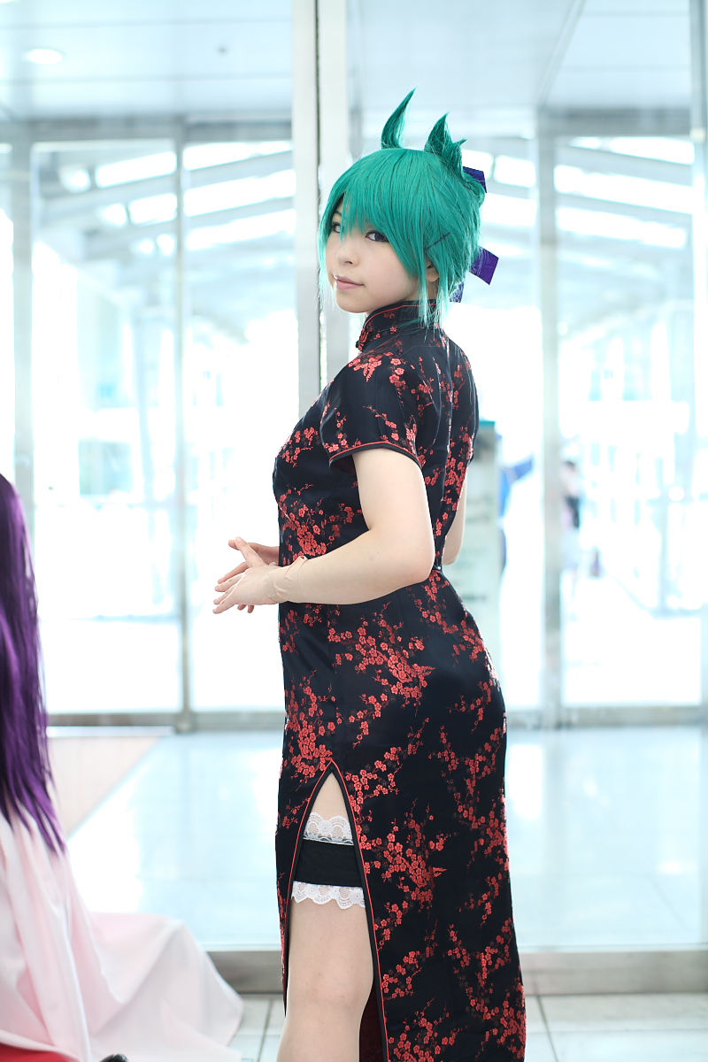 chinadress cosplay garters green_hair katou_mari photo qipao shaman_king tao_jun