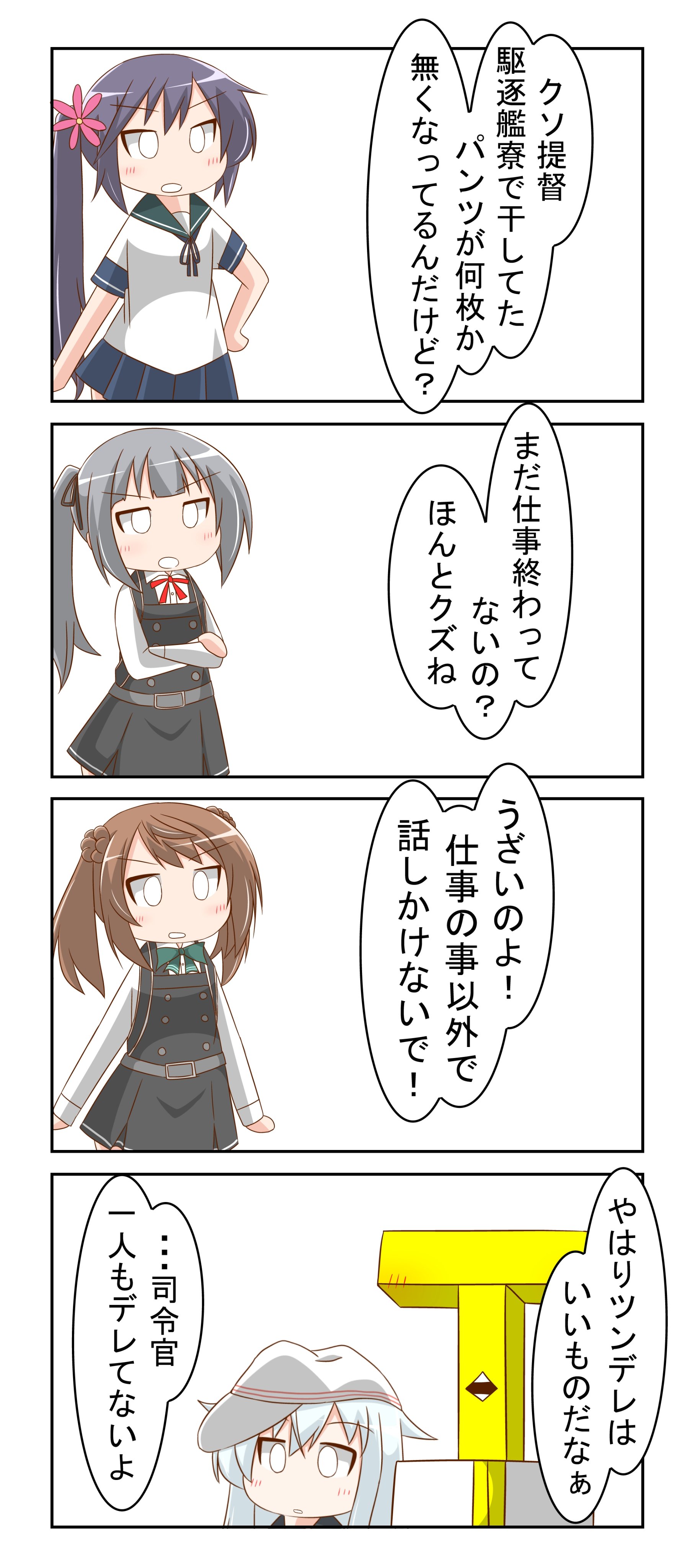 Safebooru 0 0 Absurdres Akebono Kantai Collection Bell Blue Sailor Collar Blue Skirt Brown Hair Chibi Commentary Request Cowboy Shot Crossed Arms Double Bun Dress Dress Shirt Flat Cap Flower Grey