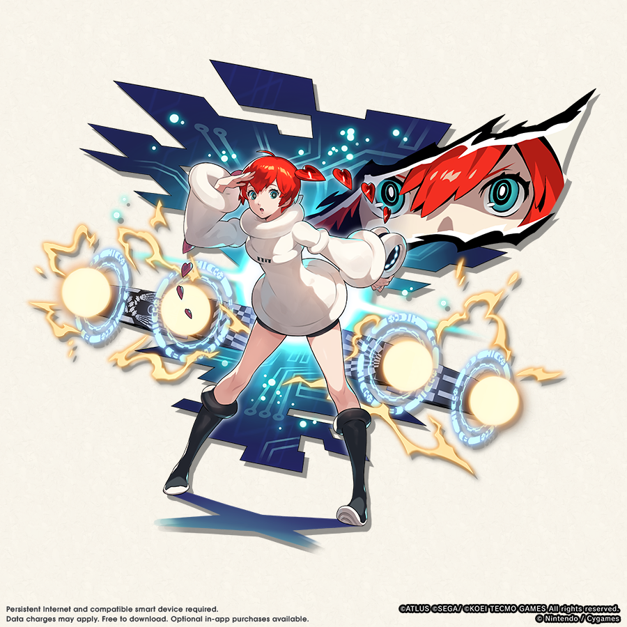 1girl atlus black_footwear blue_eyes boots dragalia_lost dress knee_boots long_sleeves official_art redhead sophie_(dragalia_lost) tagme white_dress wide_sleeves