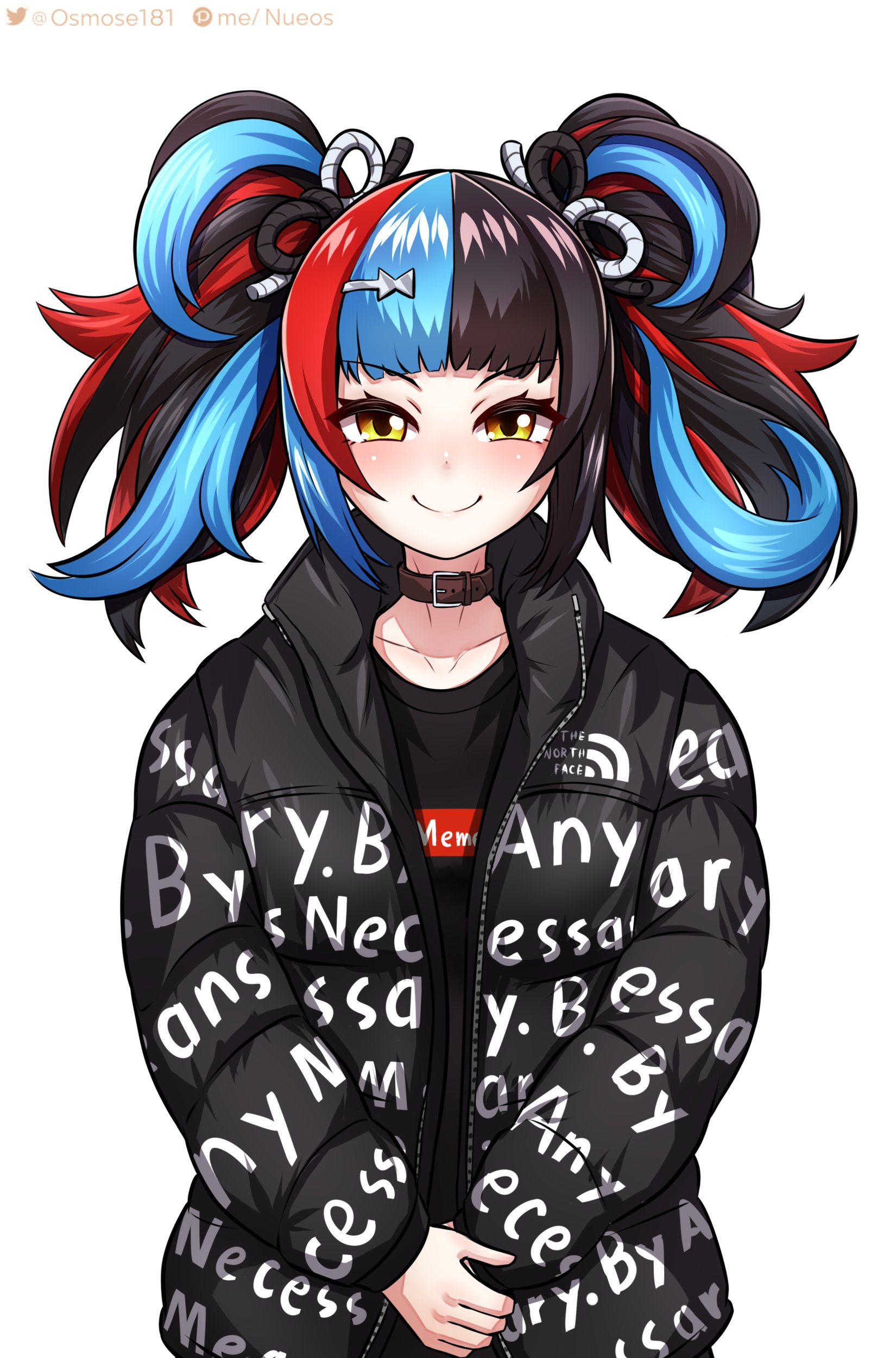 Safebooru 1girl Absurdres Belt Collar Black Hair Black Jacket Black Shirt Blue Eyes Blush Closed Mouth Collar Commentary Drip Meme English Commentary Fate Grand Order Fate Series Hair Ornament Hairclip Highres Jacket