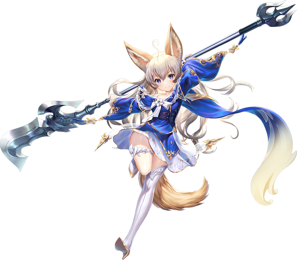 1girl ahoge animal_ears arms_up artist_request blue_eyes blue_shirt boots dog_ears dog_tail elin full_body high_heels leg_up long_hair official_art shirt silver_hair skirt smile solo standing standing_on_one_leg tail tera_online thigh-highs thigh_boots thighs transparent_background weapon white_footwear white_legwear white_skirt