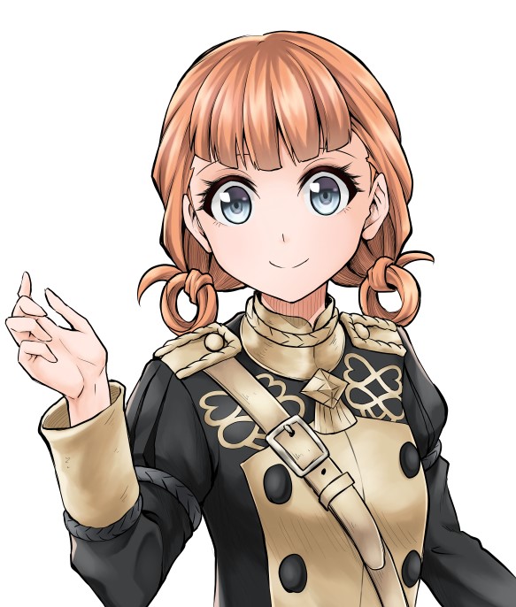 1girl annette_fantine_dominic blue_eyes closed_mouth fire_emblem fire_emblem:_three_houses garreg_mach_monastery_uniform long_sleeves orange_hair simple_background smile solo ten_(tenchan_man) twintails uniform upper_body white_background