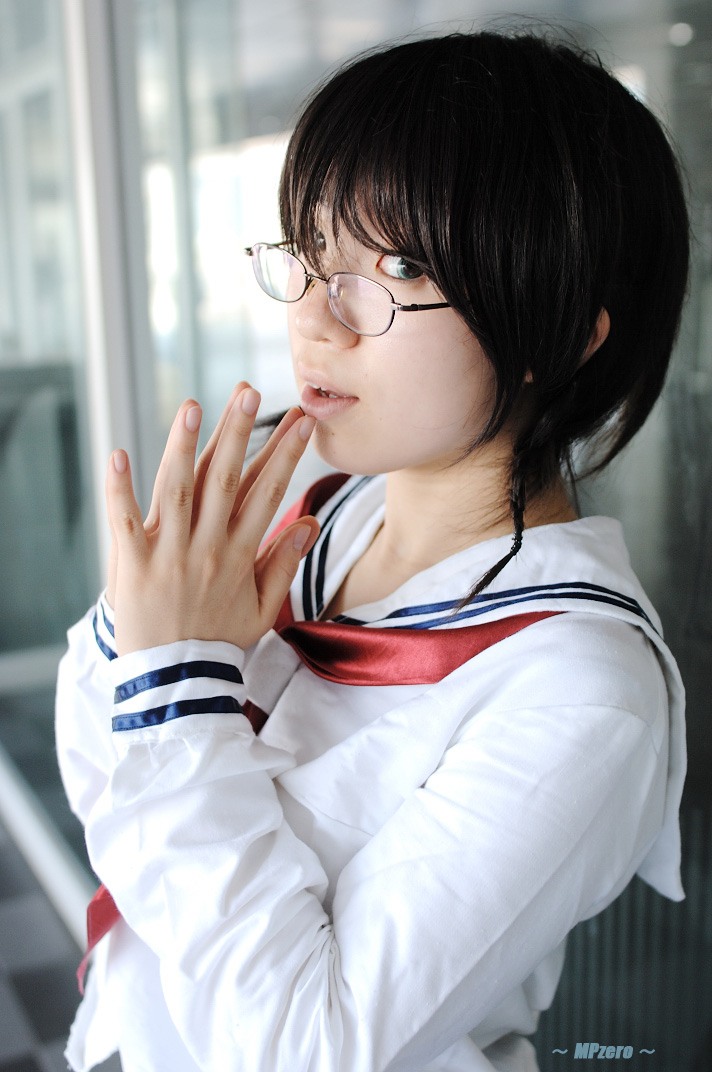 cosplay glasses hiyo_mikuriya nakajima_sanae school_uniform sumomomo_momomo twin_braids