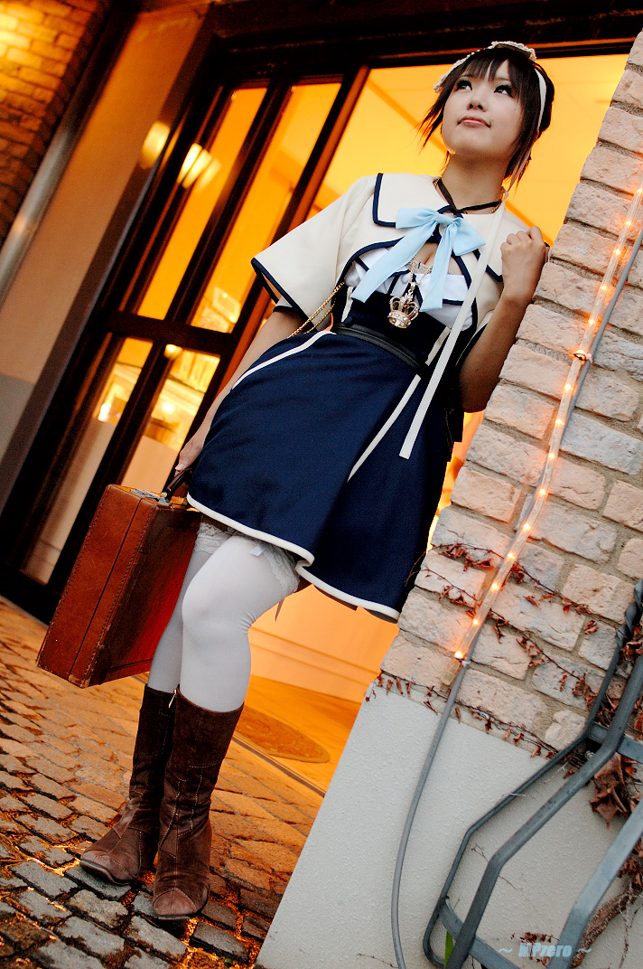 acasius_boarding_school boots cosplay hair_bow heidi's_village kipi-san photo thigh-highs