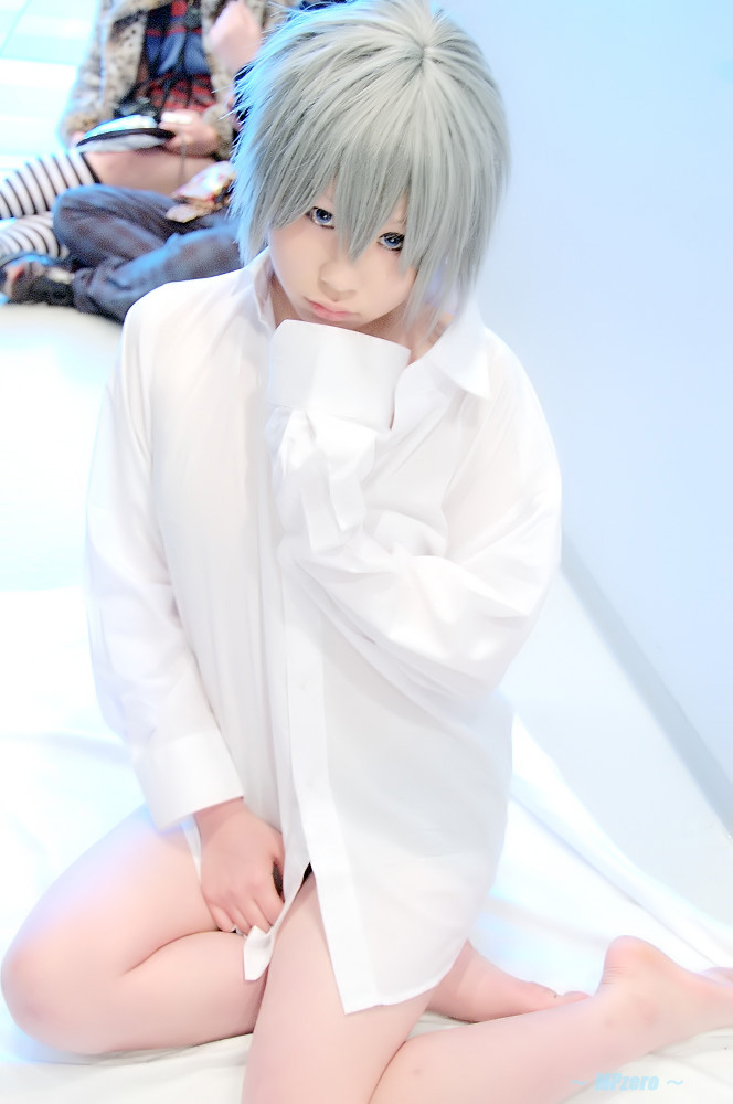 akira bottomless cosplay dress_shirt silver_hair togainu_no_chi touta_miya