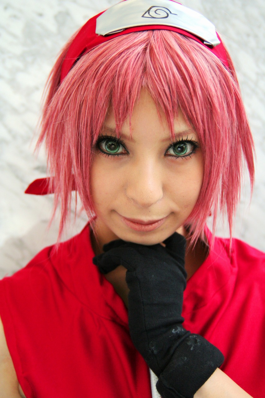 ari cosplay gloves haruno_sakura headband naruto pink_hair
