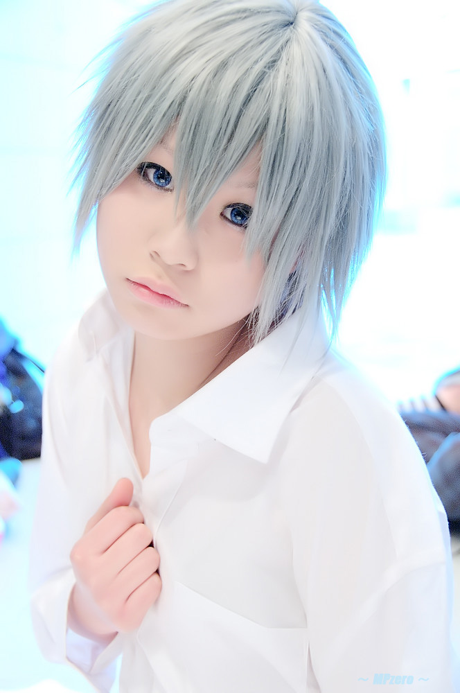 akira bottomless cosplay dress_shirt silver_hair togainu_no_chi touta_miya