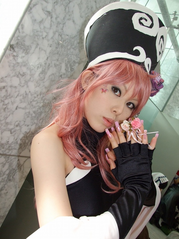 cosplay dakki fingerless_elbow_gloves houshin_engi pink_hair silly_hat takizawa_kazuya