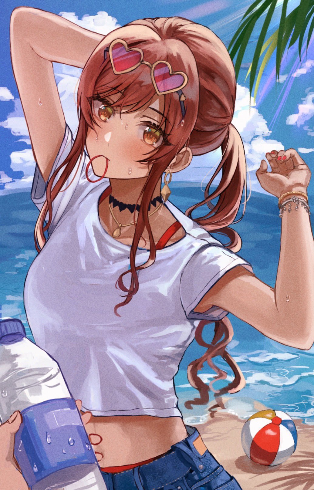 arisugawa_natsuha bracelet choker eyewear_on_head glasses highres idolmaster idolmaster_shiny_colors jewelry mouth